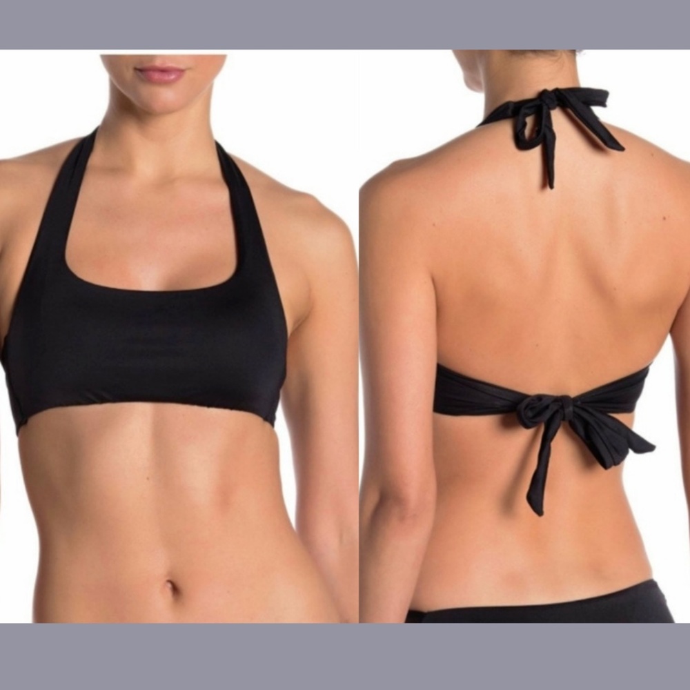 NEW BECCA [‎ Medium ] Scoop Front Halter Bikini Swim Top in Black